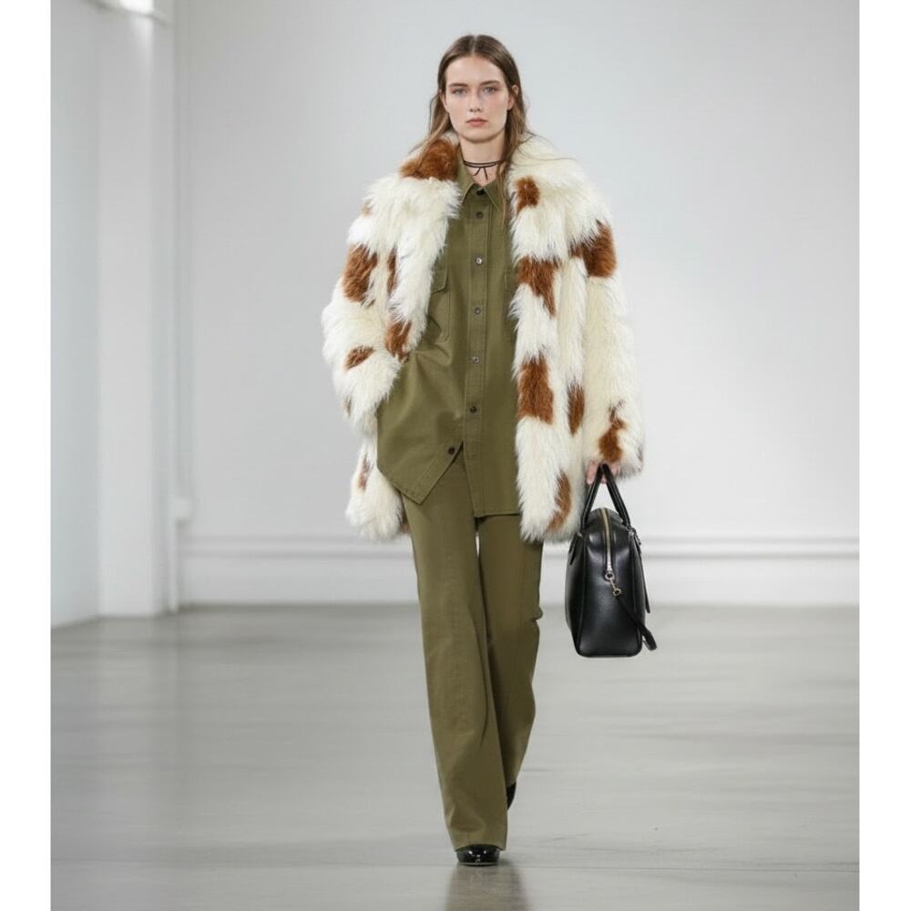 Zadig & Voltaire Women's Faux Fur Coat Long Sleeve White/Brown Size Small NWT - Picture 5 of 13